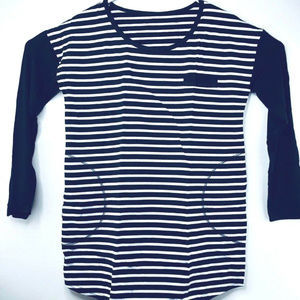 Tulucky Womens Long Sleeve Striped Casual Tee 2X